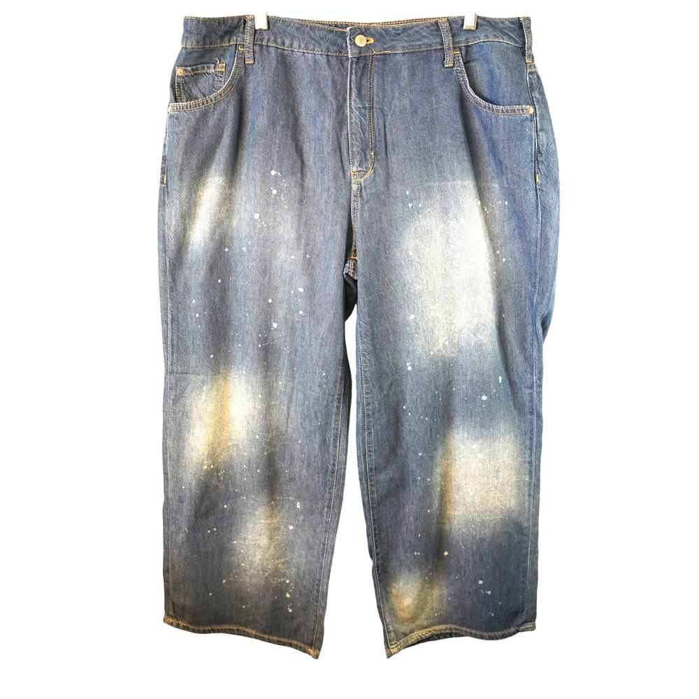 Pilcro Anthropologie Annie Wide Leg Jeans Paint Splatter High Rise Plus 16W